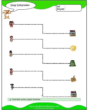 okul öncesi çizgi çalışma sayfaları